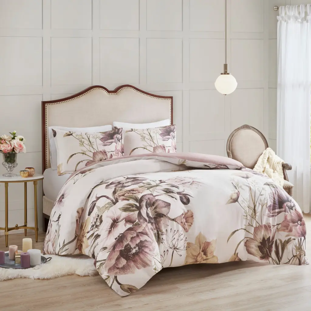 3 Piece Cotton Printed Duvet Cover Set Queen Multicolor Polyester jla