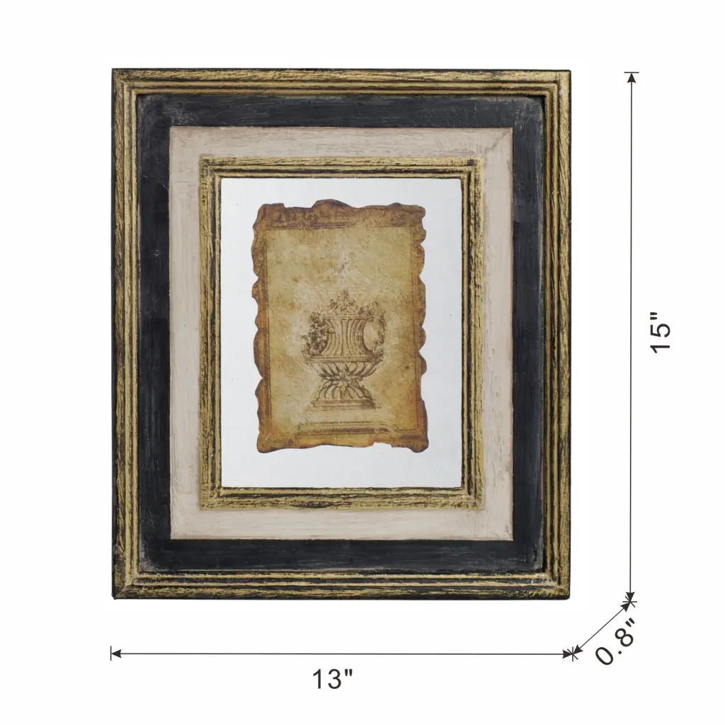13x15 Inch Lucian Framed Antiqued Sculpture Print Multicolor Timber w2078