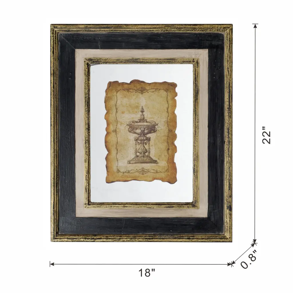 18X22 Lucian Framed Antiqued Sculpture Print Multicolor Timber Wall Art Decor w2078