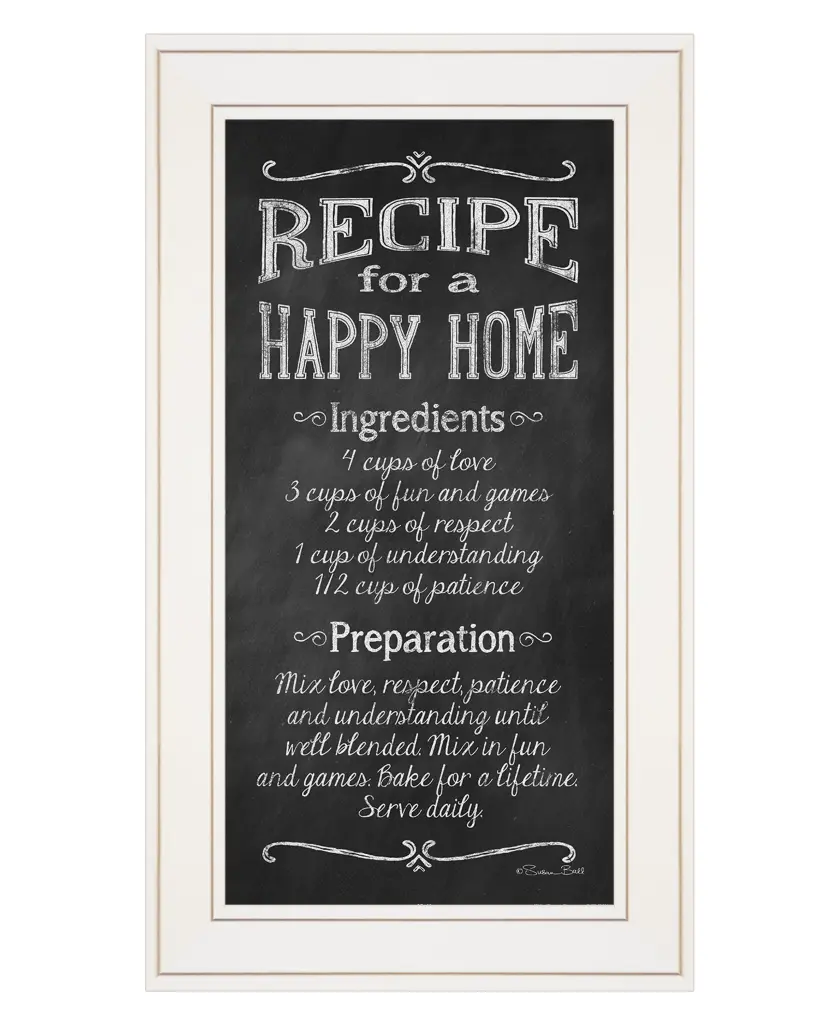 Recipe Happy Home Framed Print Susan Ball Ready to Hang trendy decor 4u