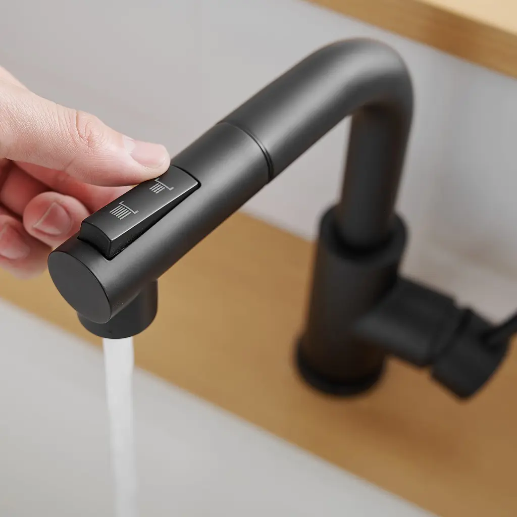 Black Kitchen Faucet Pull Out Sprayer Bathroom Sink Faucet Modern Design flg