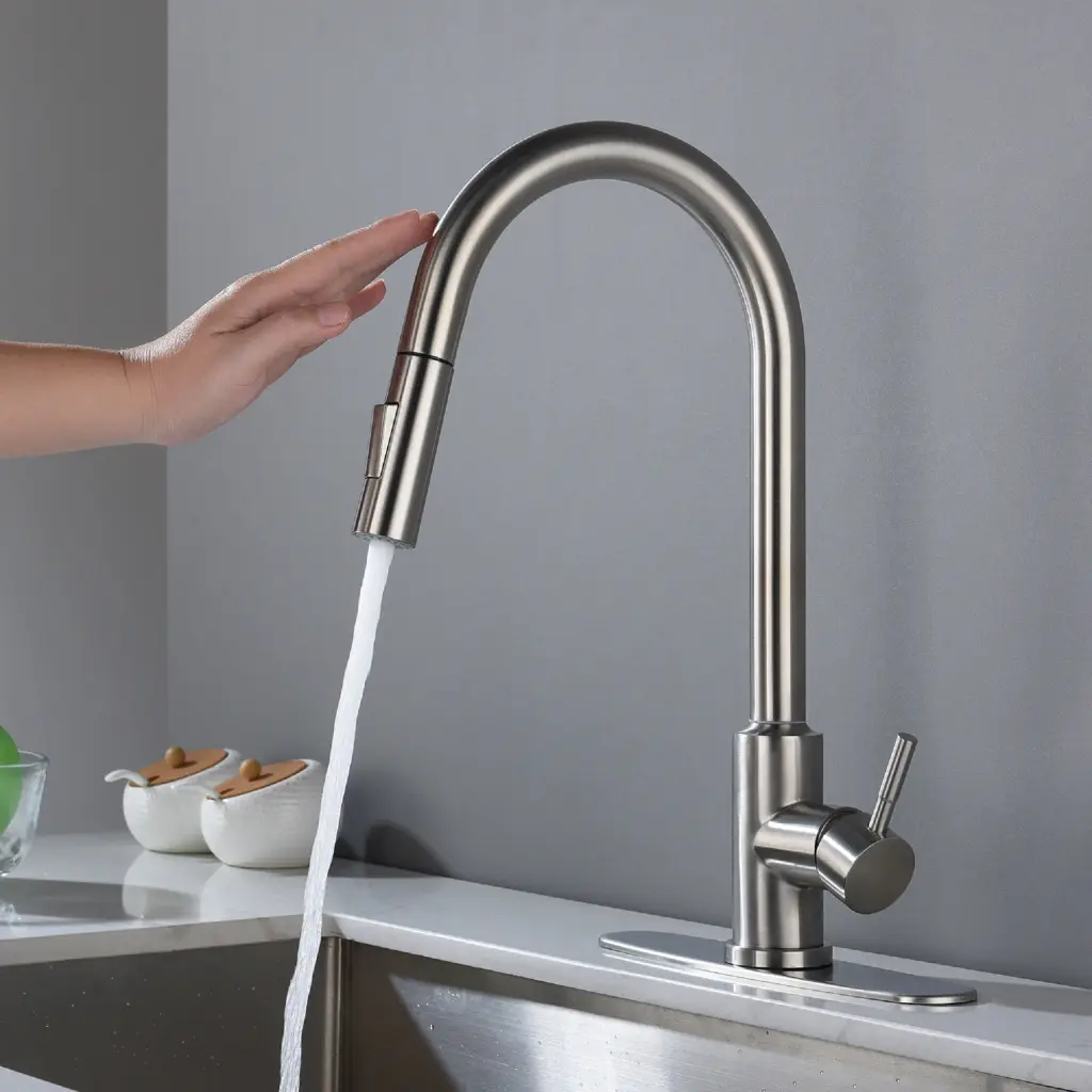 Touch Kitchen Faucet Pull Down Sprayer Nickel Stainless Steel rnb