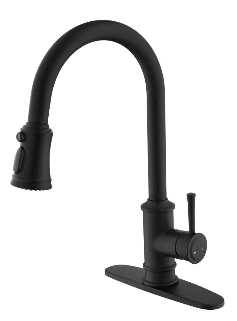 Single Handle High Arc Pull Out Kitchen Faucet Brushed Nickel w1272-deen
