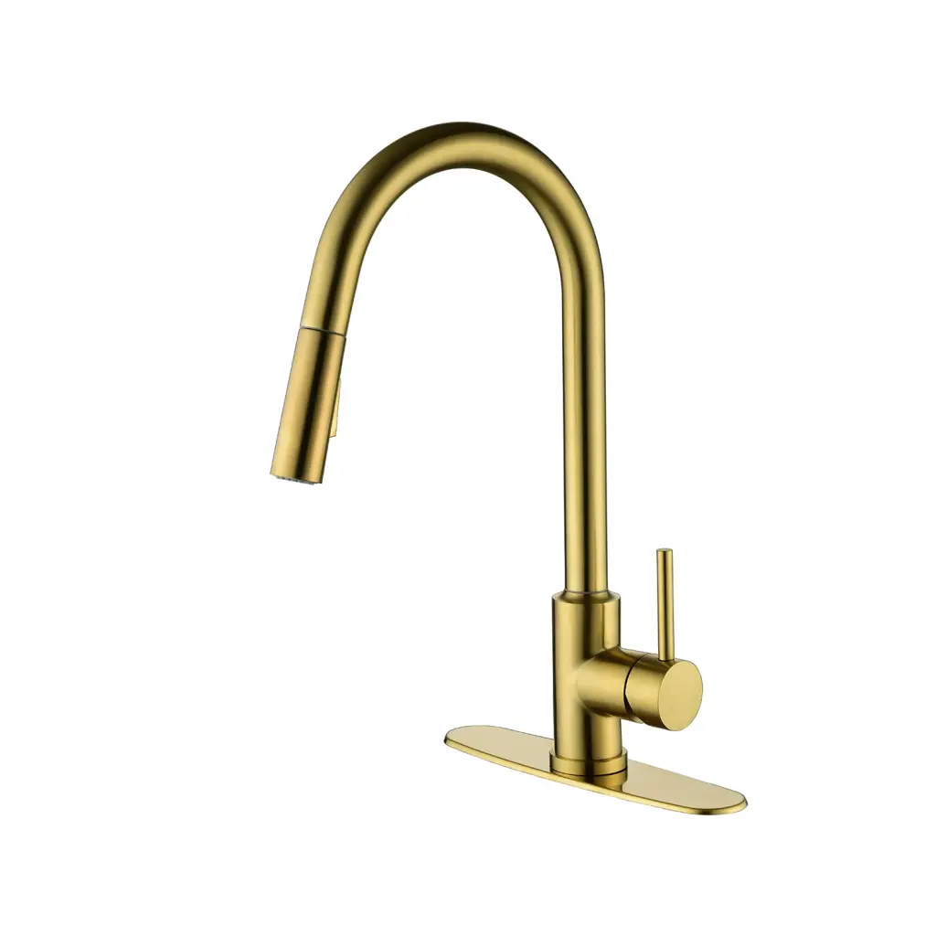 Kitchen Faucet Pull Down Sprayer Gold Stainless Steel w2287