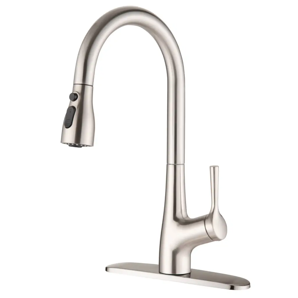 Single Handle Pull Down Kitchen Sink Faucet Brushed Nickel Modern Design whale