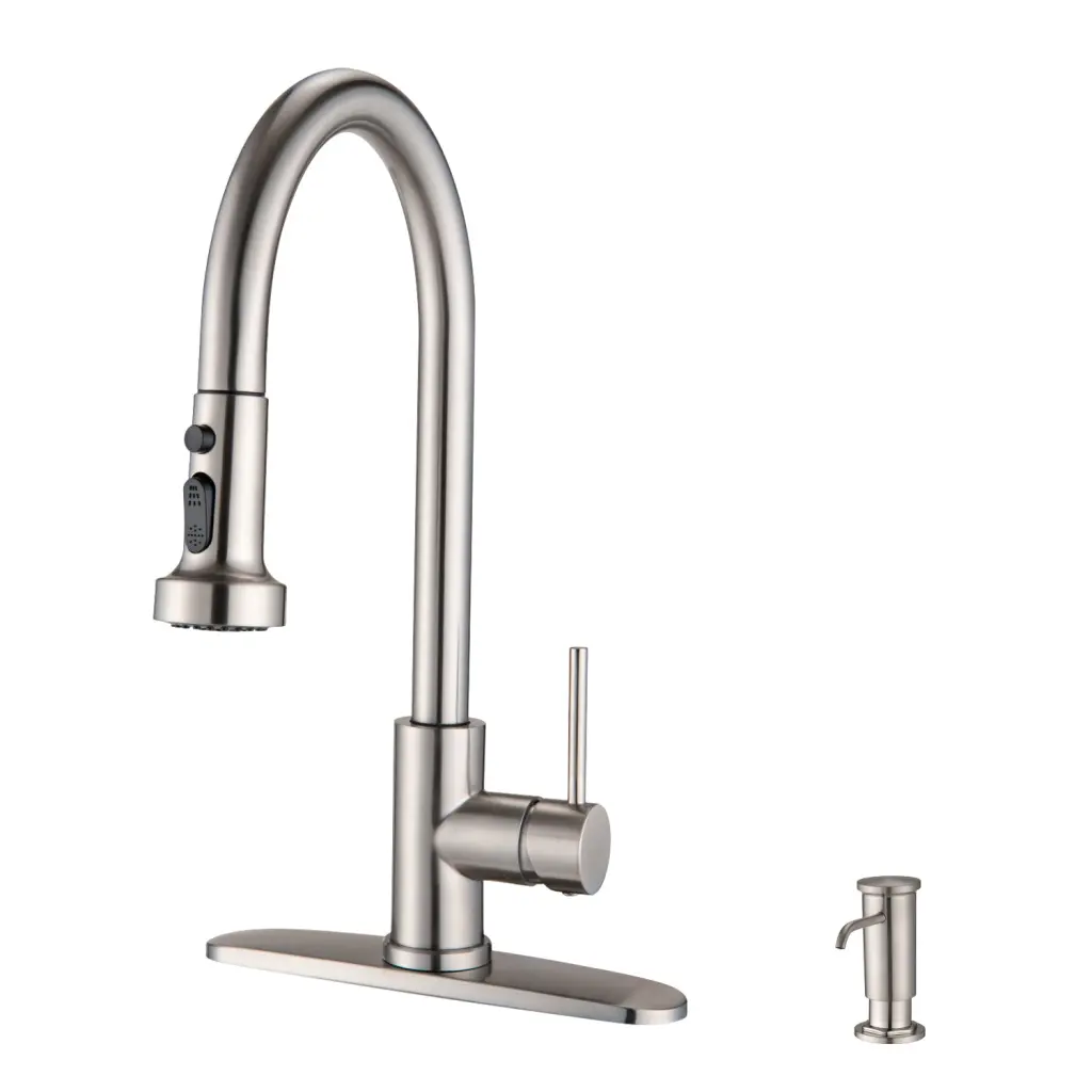 Stainless Steel Pull Down Kitchen Faucet Soap Dispenser Applicator Sink whale