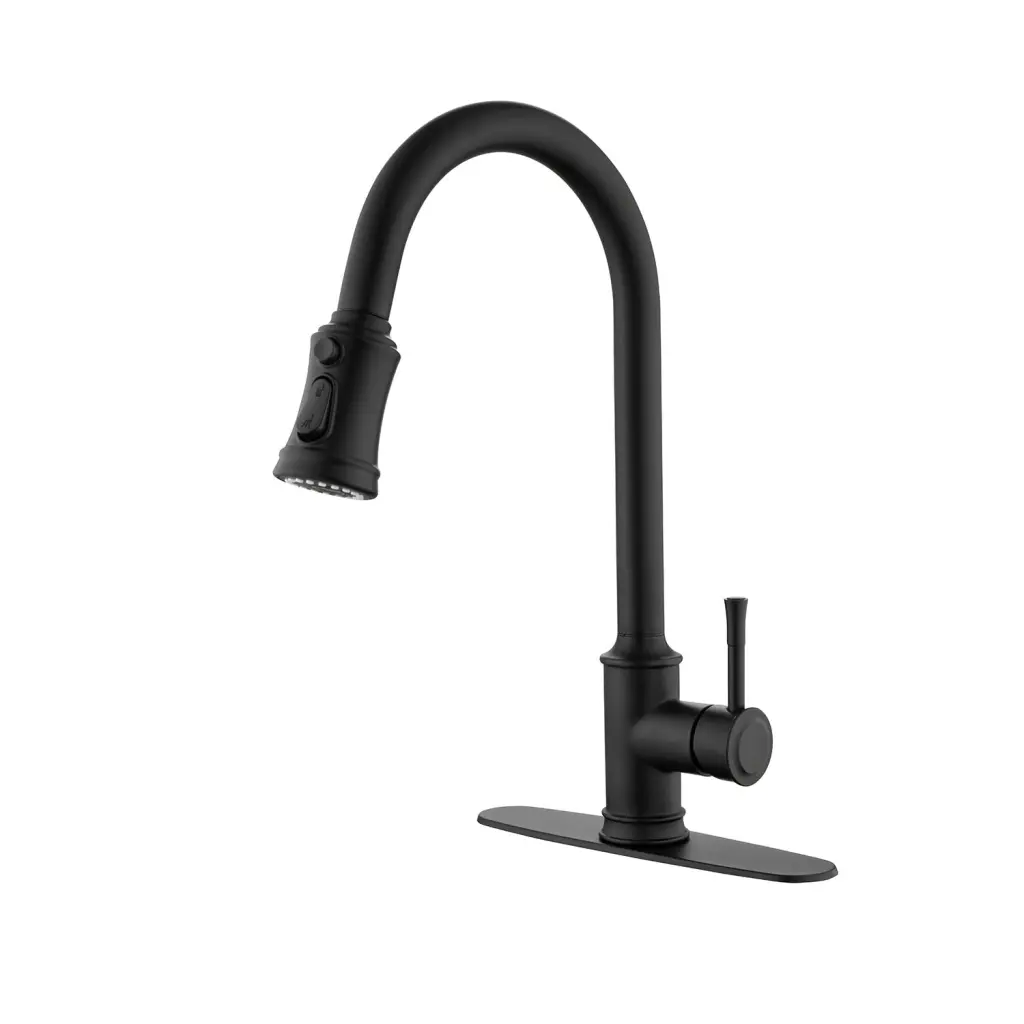 Single Handle High Arc Pull Out Kitchen Faucet Single Level Stainless Steel w2287