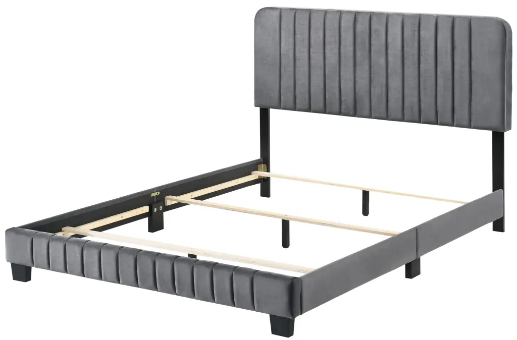 Lodi G0408 Queen Bed Gray Foam Velvet Upholstery glory furniture