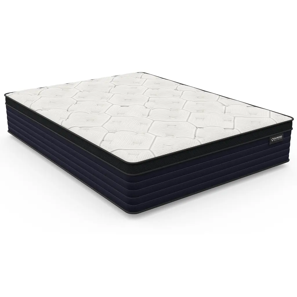 Queen Cleo Cool Conductive Metal Hybrid Euro Top 14 Inch Firm Mattress - White Polyurethane diamond mattress