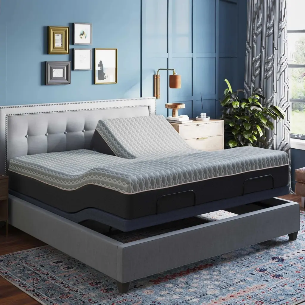 Conductive Metal Lux 12 Inch Split Top Queen Mattress Grey Black Foam Bed omne sleep