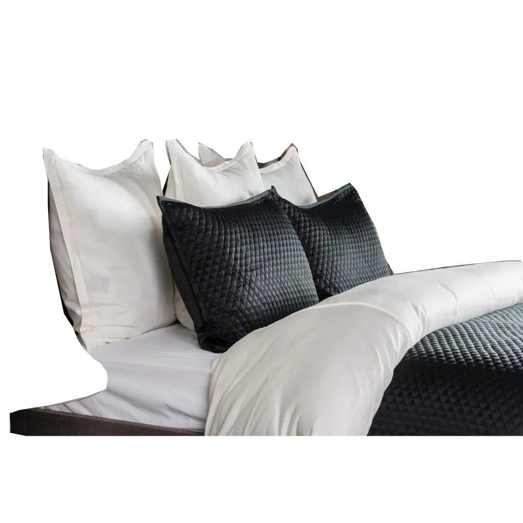 Kahn Hand Stitched Soft Sateen Queen Quilt Cotton Fill Matte Black royal hampton