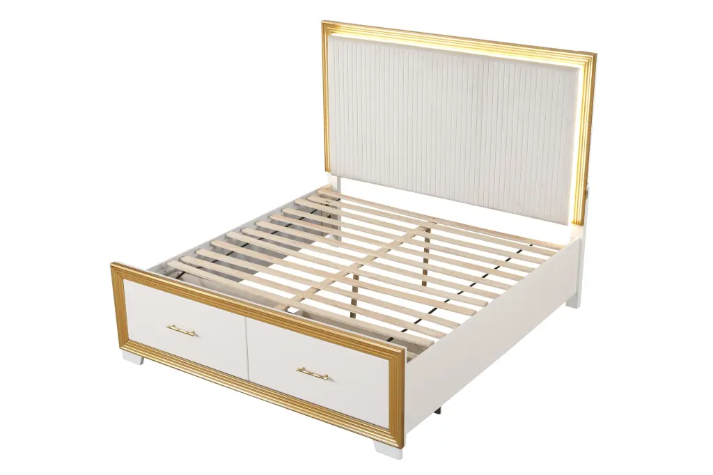 Contemporary Style Queen Tufted Bed Made Timber Precious Metal Finish galaxy home furnishings