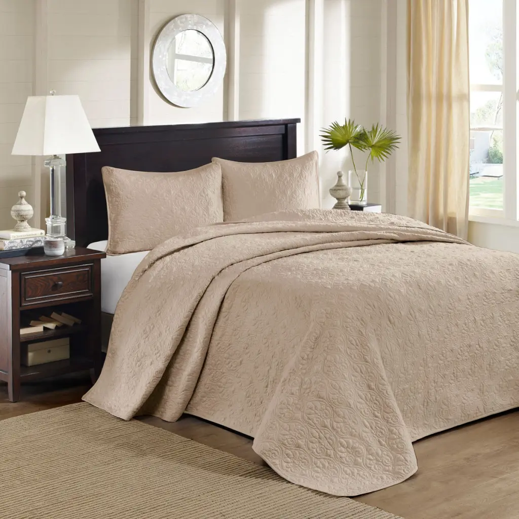 Reversible Quilt Set Khaki King Cal King Khaki Cotton jla