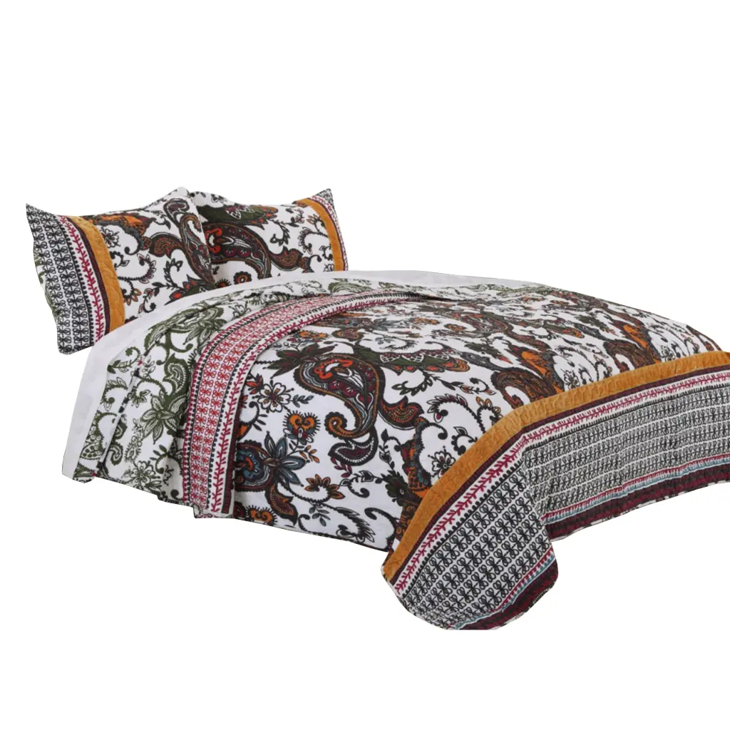 Detroit Material 3 Piece Queen Dimensions Quilt Set Tribal Motifs Multicolor royal hampton