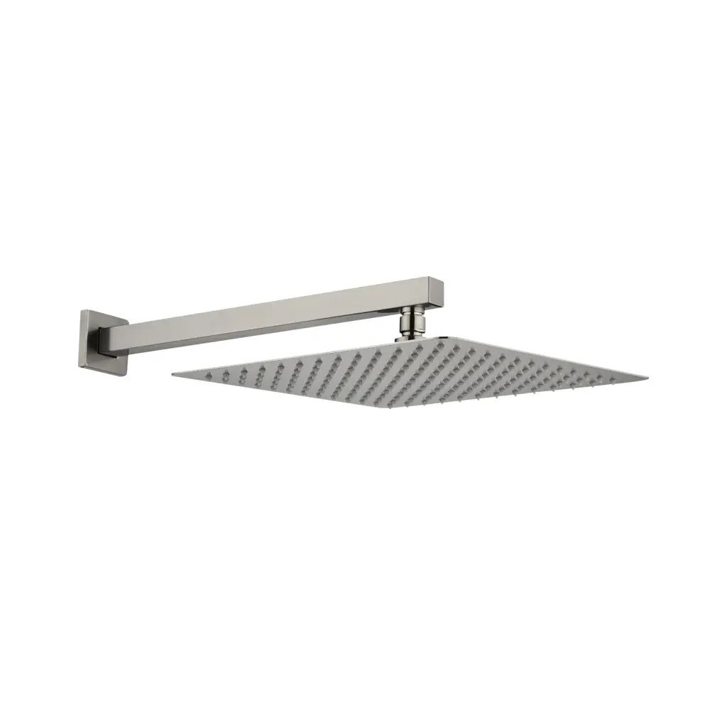 10 Inch Wall Mount Rainfall Square Shower Head Brushed Nickel Stainless Steel w2287