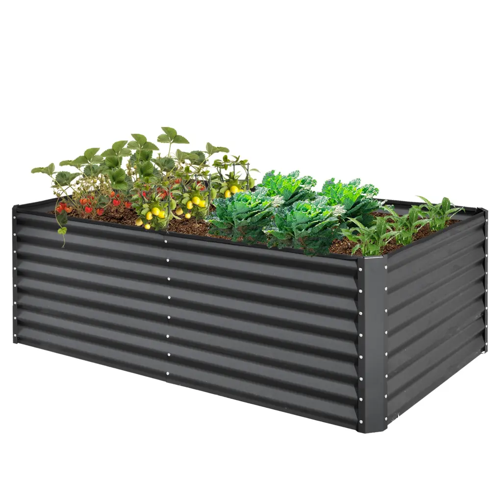 6X3X2Ft Galvanized Raised Garden Bed Outdoor Planter Garden Box Vegetables crefise patio life