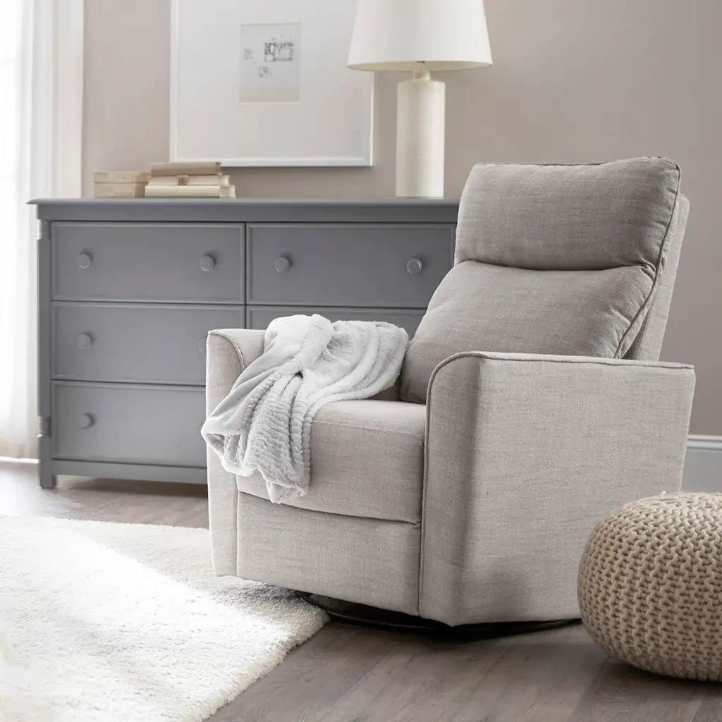 Soho Swivel Glider Grey Grey Fabric Comfortable Recliner Chair b2714