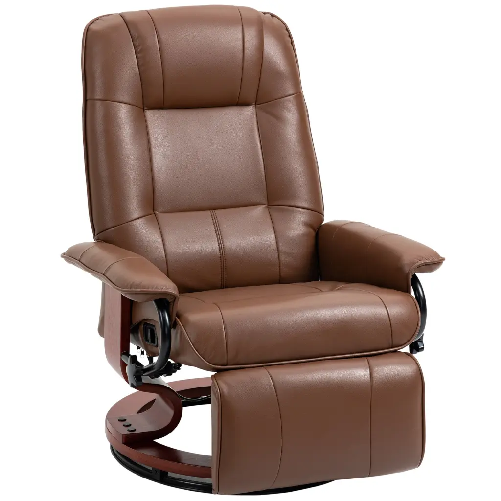 Faux Hide Manual Recliner Customizable Swivel Lounge Chair Footrest Living Room Furniture aosom business