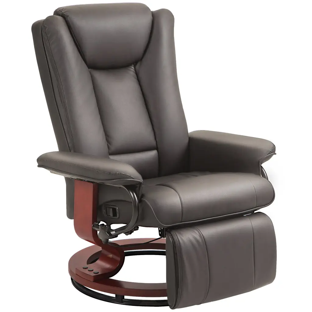 Homcom Manual Swivel Recliner Chair - PU Hide Reclining Chair Footrest Living Room aosom business