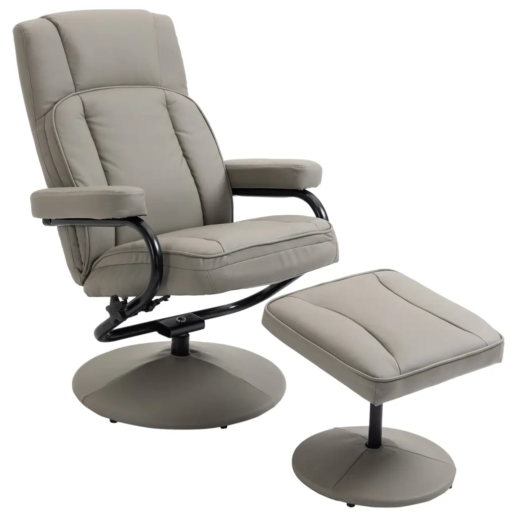 Homcom Swivel Recliner Manual PU Hide Armchair Ottoman Footrest aosom business