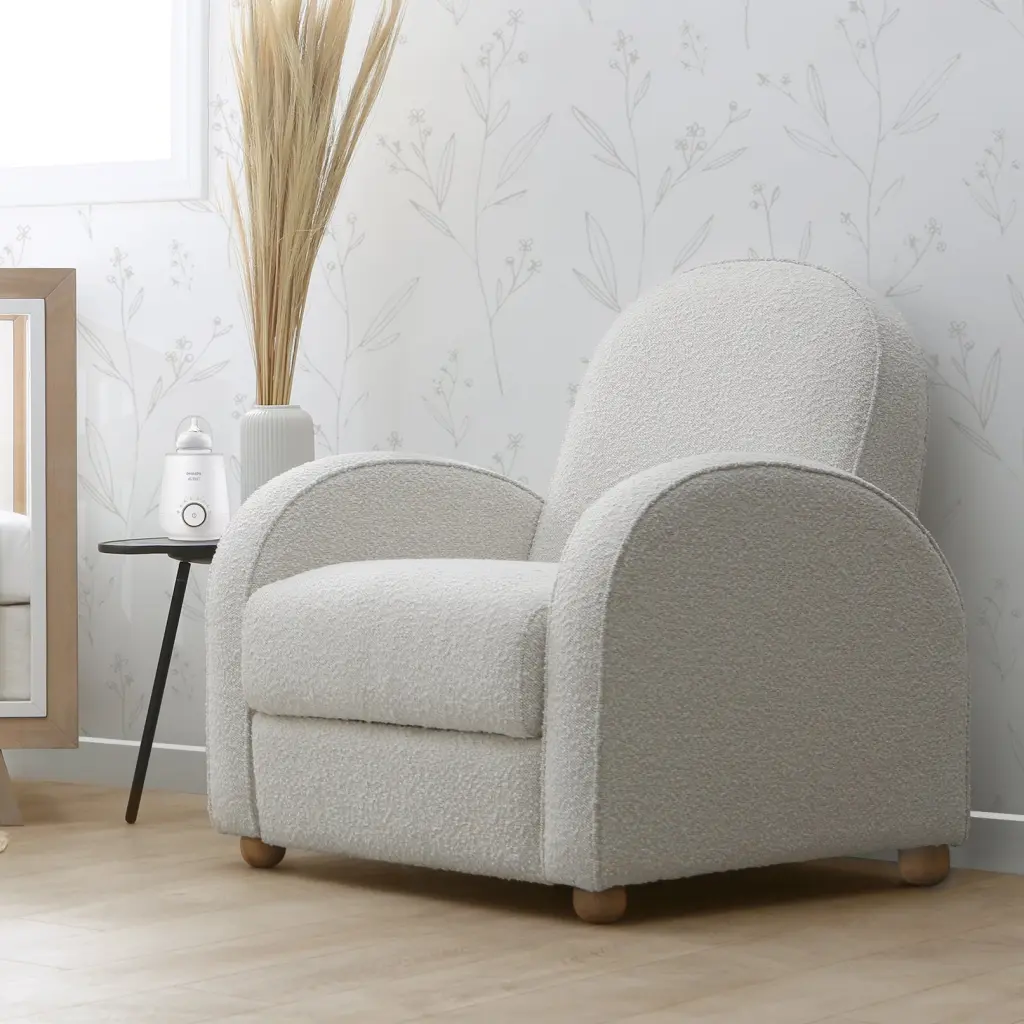 Uma Reclining Chair Cream Fabric Comfortable Lounge Chair Living Room b2714