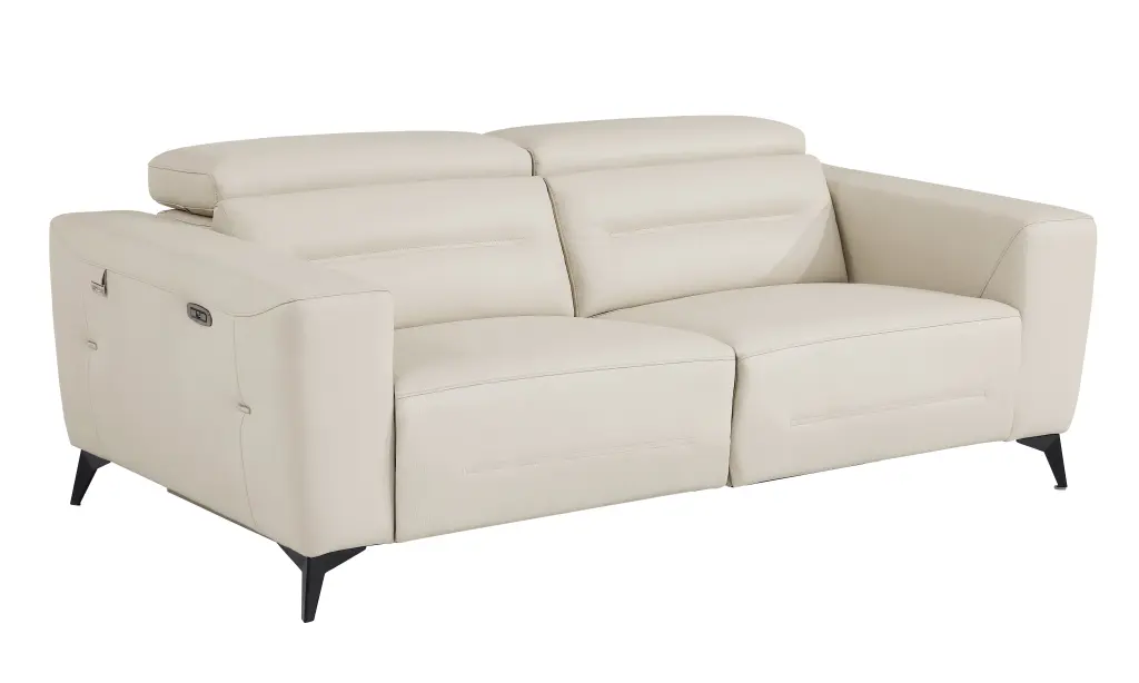 Top Grain Italian Hide Sofa Power Recliner Beige Foam Hide global united