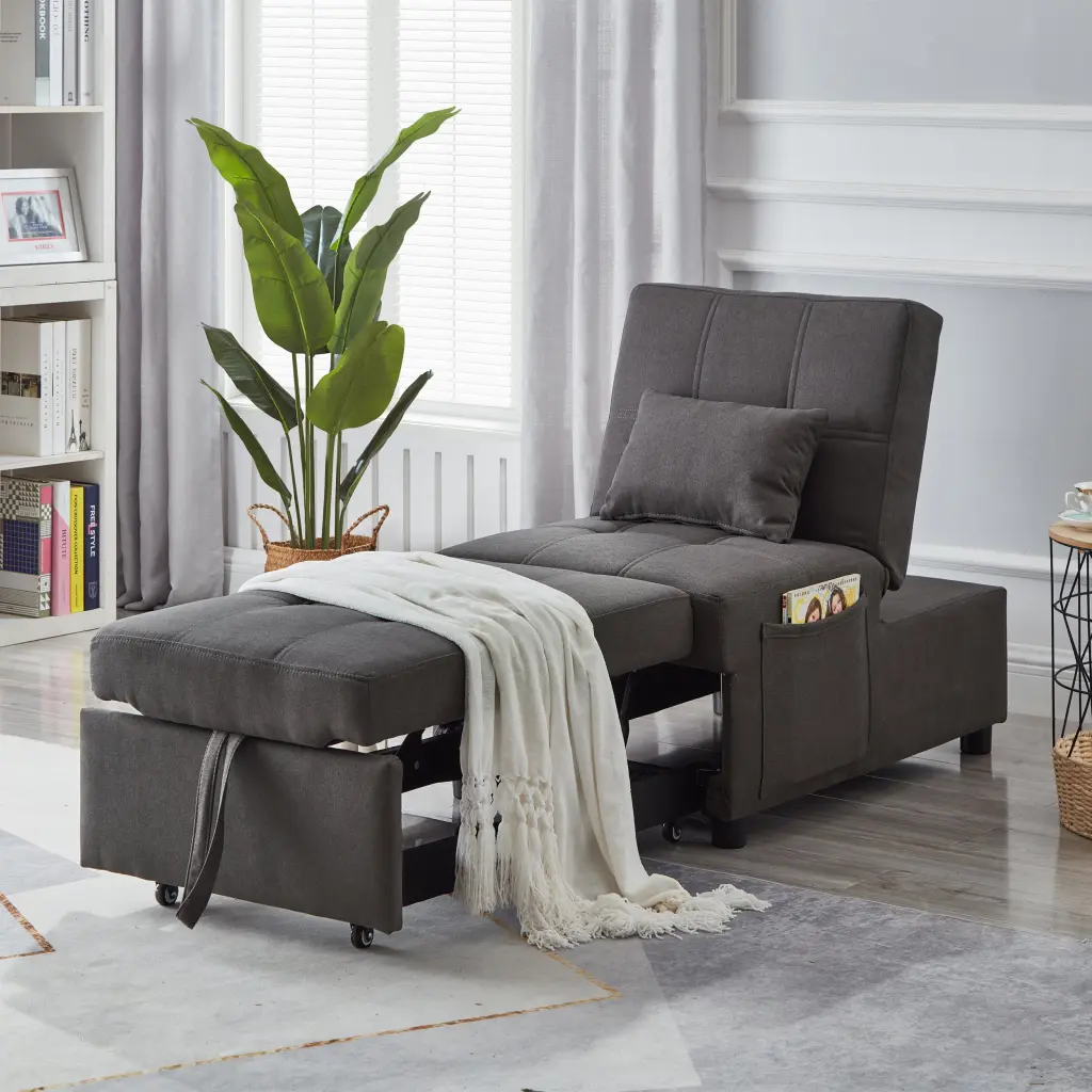 Grey Linen Recliner Chair Bed Living Room Bedroom hdf store