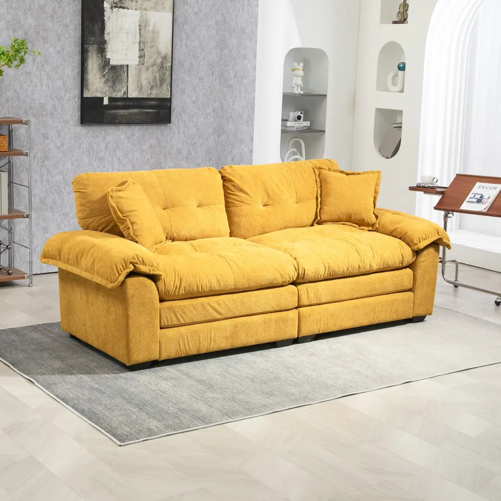 84 Inch Chenille Recliner Sofa Small Loveseat Deep Seat Couch Wide Armrests homemax