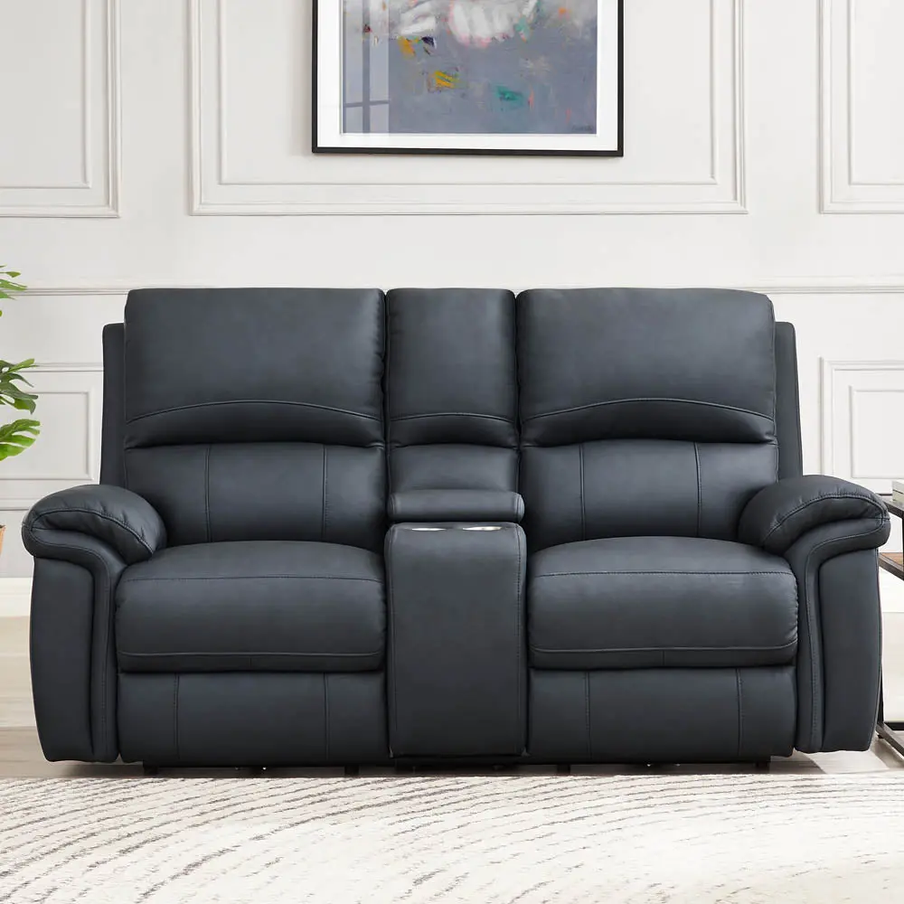Monica Power Zero Gravity Reclining Loveseat Console - Gunmetal Memory Foam hydeline furniture