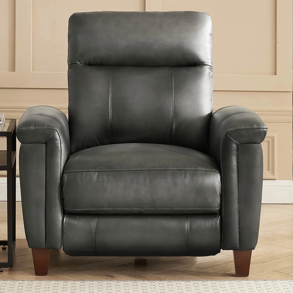 Sherwood Power Headrest Zero Gravity Recliner Gun Ash Memory Foam Genuine Leather - Massage Chair hydeline furniture