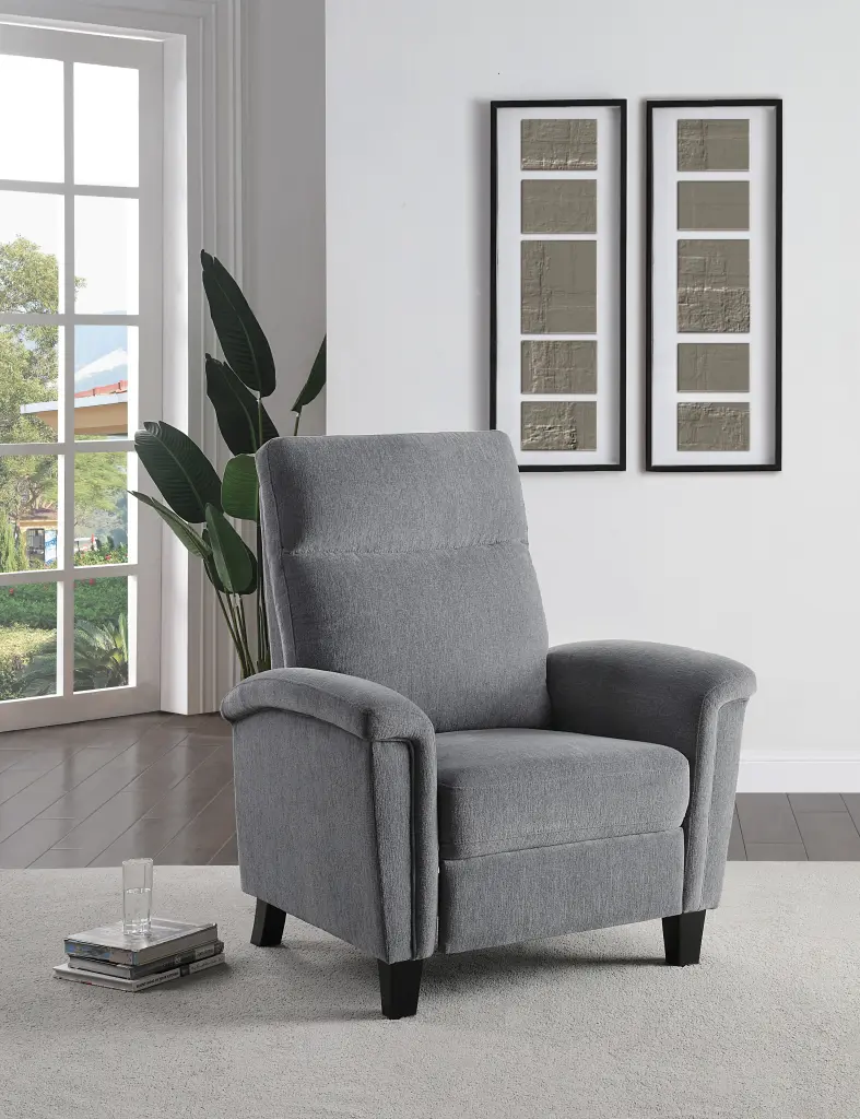 1Pc Push Back Reclining Chair Plush Pillowtop Arms Gray Chenille Fabric Living Room Lounge Chair kanepe