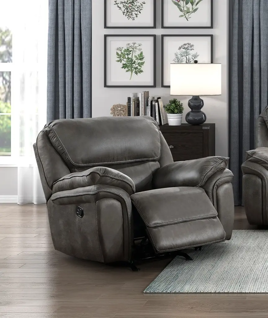 Plush Modern Design Living Room Rocker Reclining Chair Gray Microfiber kanepe
