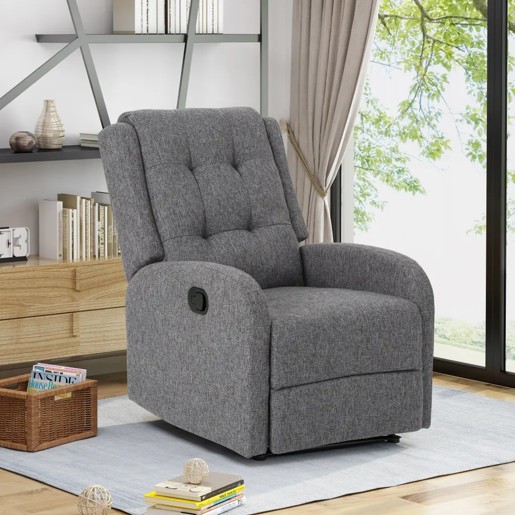 24.75 Inch Wide Manual Recliner Chair Charcoal Fabric nh-ocean furniture