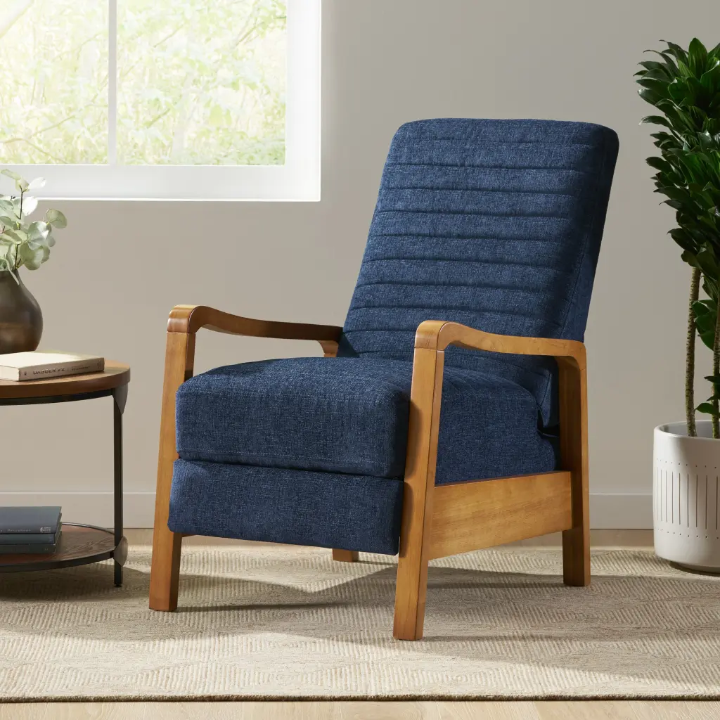 Material Timber Hand Manual Club Recliner Navy Blue Material nh-ocean furniture