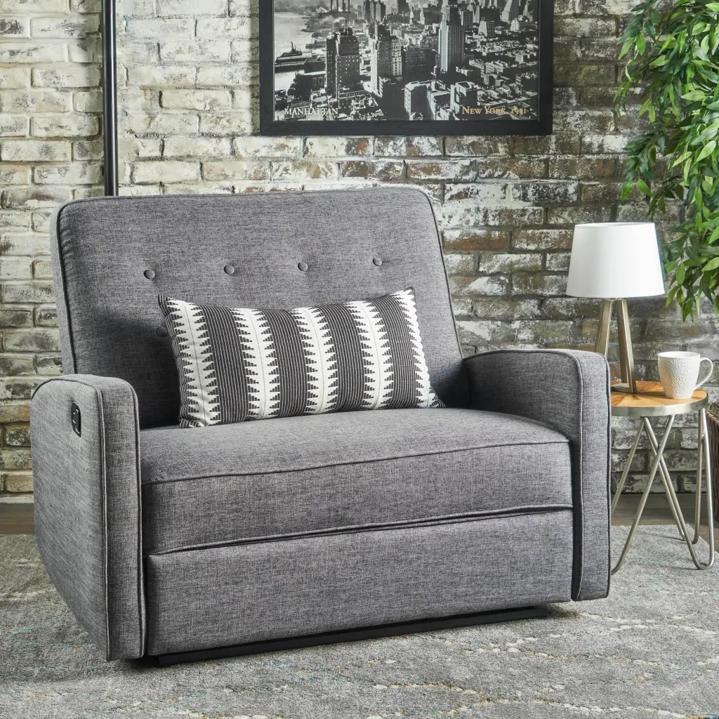 47 Wide Manual Recliner Gray Material Comfortable Lounge Chair nh-ocean furniture