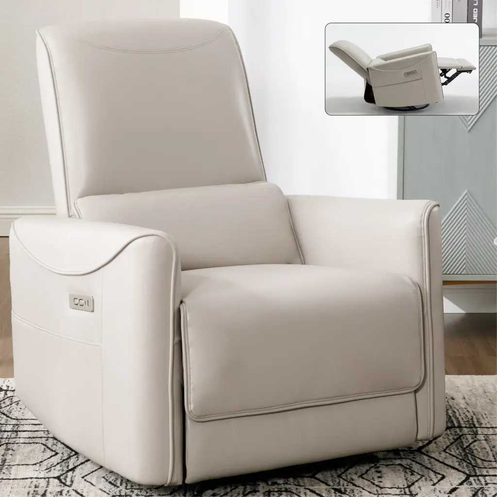 Beige Grey Hideaire Swivel Rocker Power Recliner Chair Heavy Duty rnb