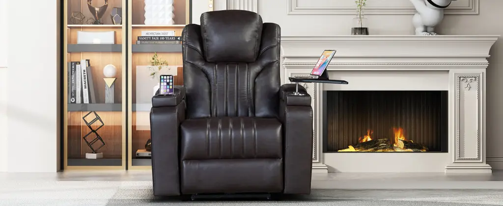PU Leather Power Recliner Home Theater Recliner Power Customizable rnb