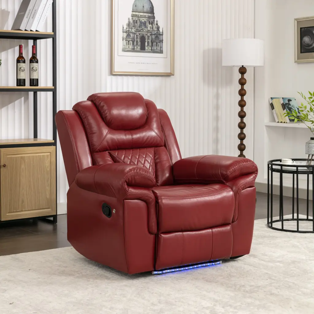 Manual Recliner Chair LED Light Strip Home Theater Seating rnb