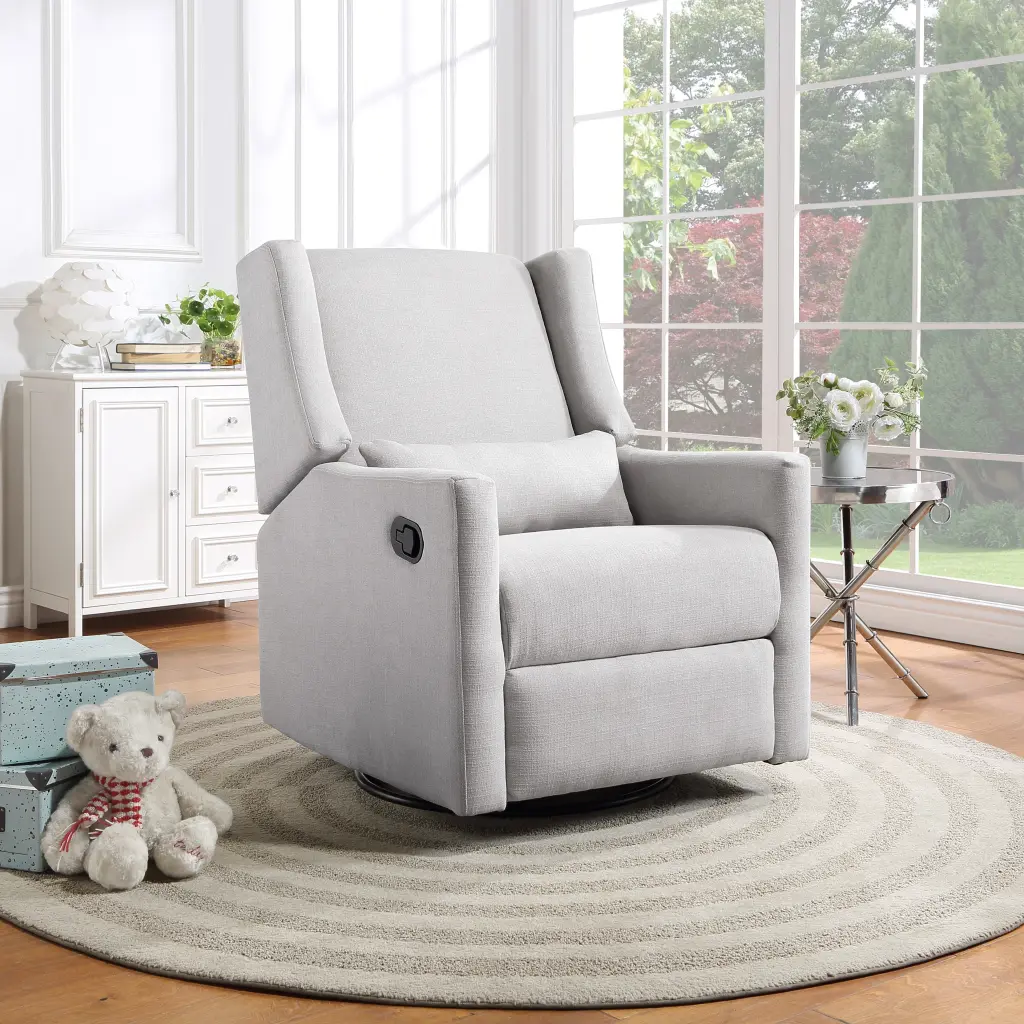Pronto Swivel Glider Recliner Pillow White Polyester simple living
