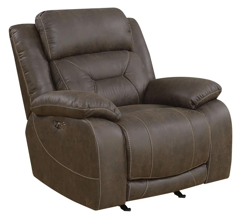 Aria Dual Power Recliner Brown Brown Material Living Room Chair steve silver furniture