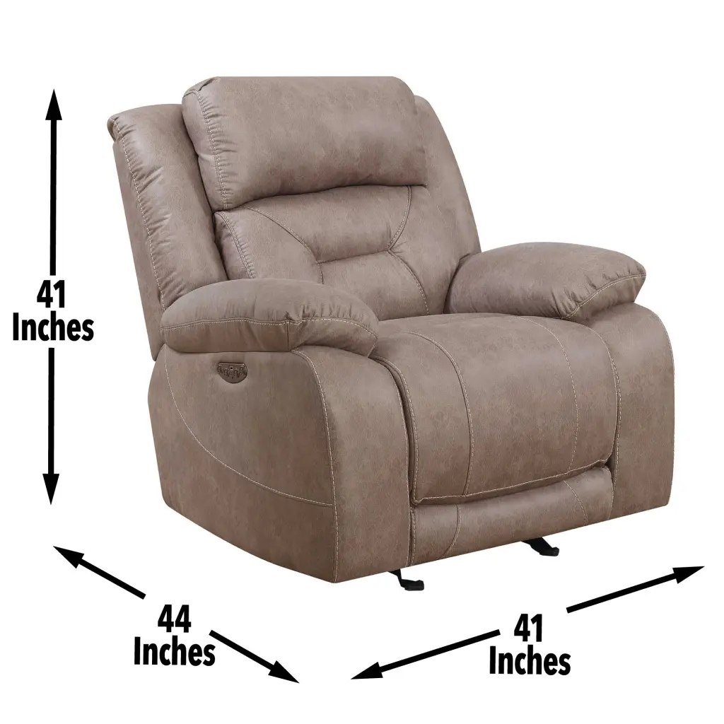 Aria Dual Power Recliner Sand Brown Upholstered Material steve silver furniture