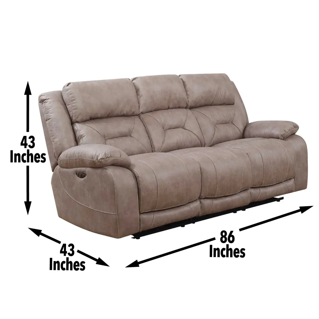 Aria Dual Power Recliner Sofa Sand Brown Material 3 Seat steve silver furniture