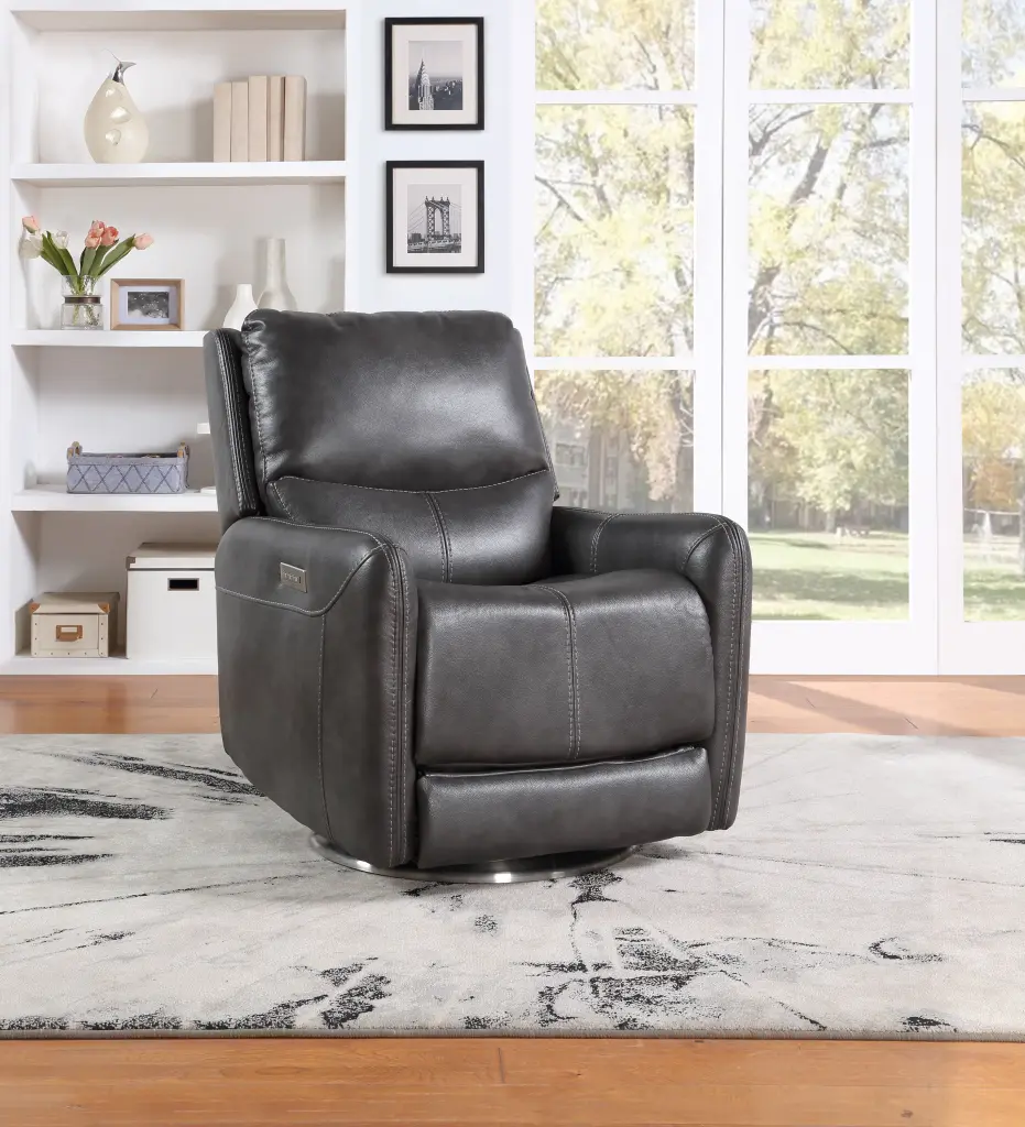 Elegant Triple Power 360 Swivel Recliner Power Footrest Pencil Arms steve silver furniture