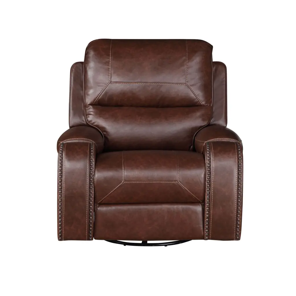 Keily Manual Motion Swivel Recliner Dark Brown Faux Hide steve silver furniture