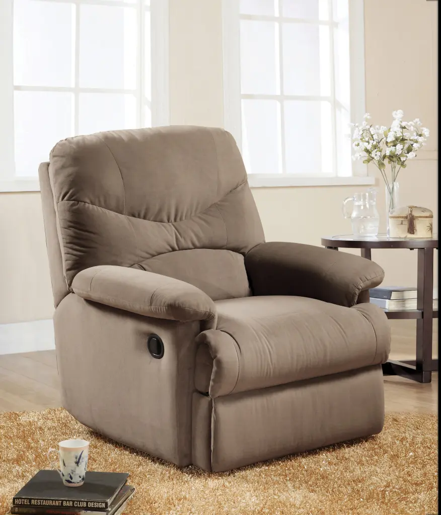 Arcadia Light Brown Microfiber Motion Recliner Light Brown Microfiber urban nest