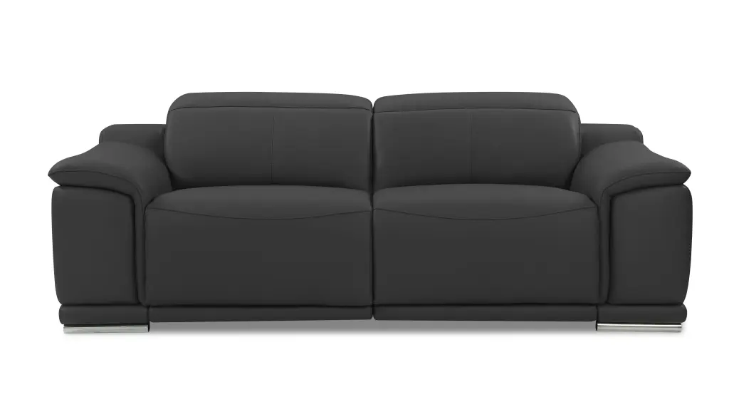 Authentic Italian Hide Power Reclining Sofa Dark Gray Foam Hide global united