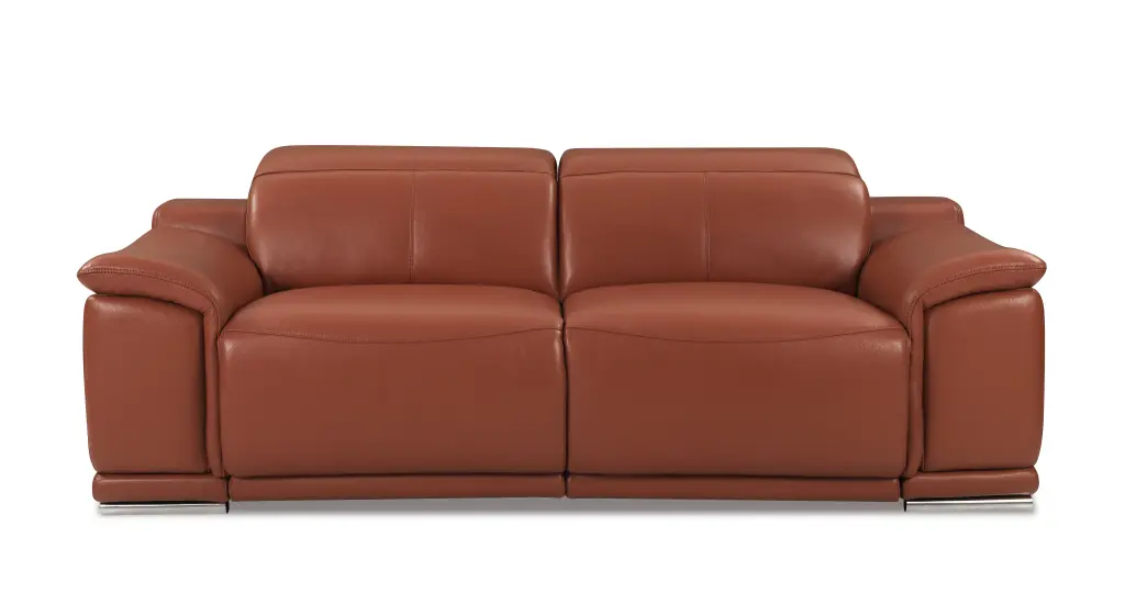 Authentic Italian Hide Power Reclining Sofa Camel Foam Hide global united