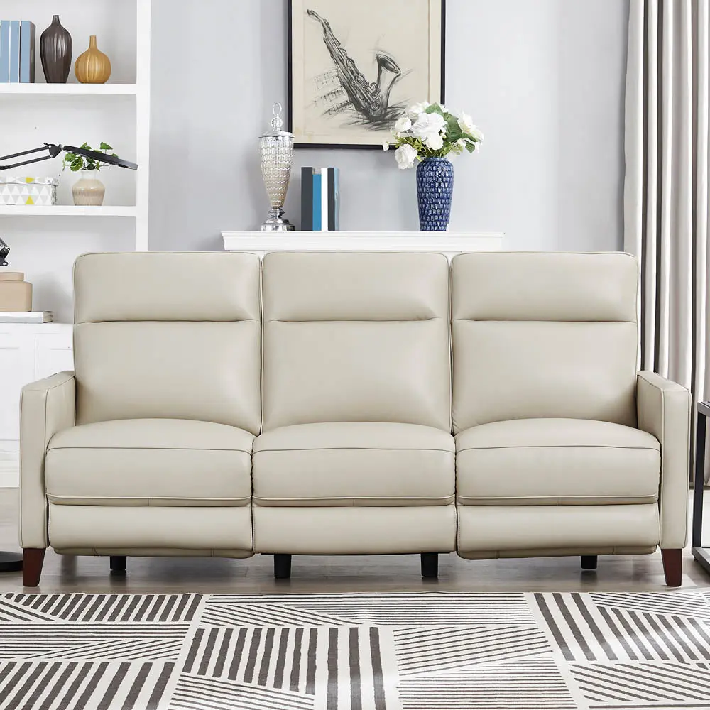 Ashby Power Headrest Zero Gravity Reclining Sofa Beige Authentic Hide hydeline furniture