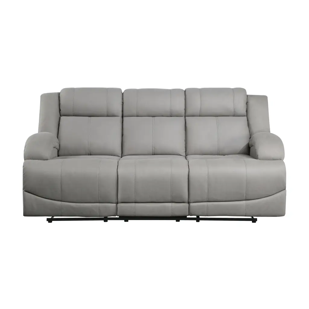 Appealing Gray Hue Microfiber Upholstered 1Pc Double Reclining Sofa Comfortable Lounge Furniture kanepe