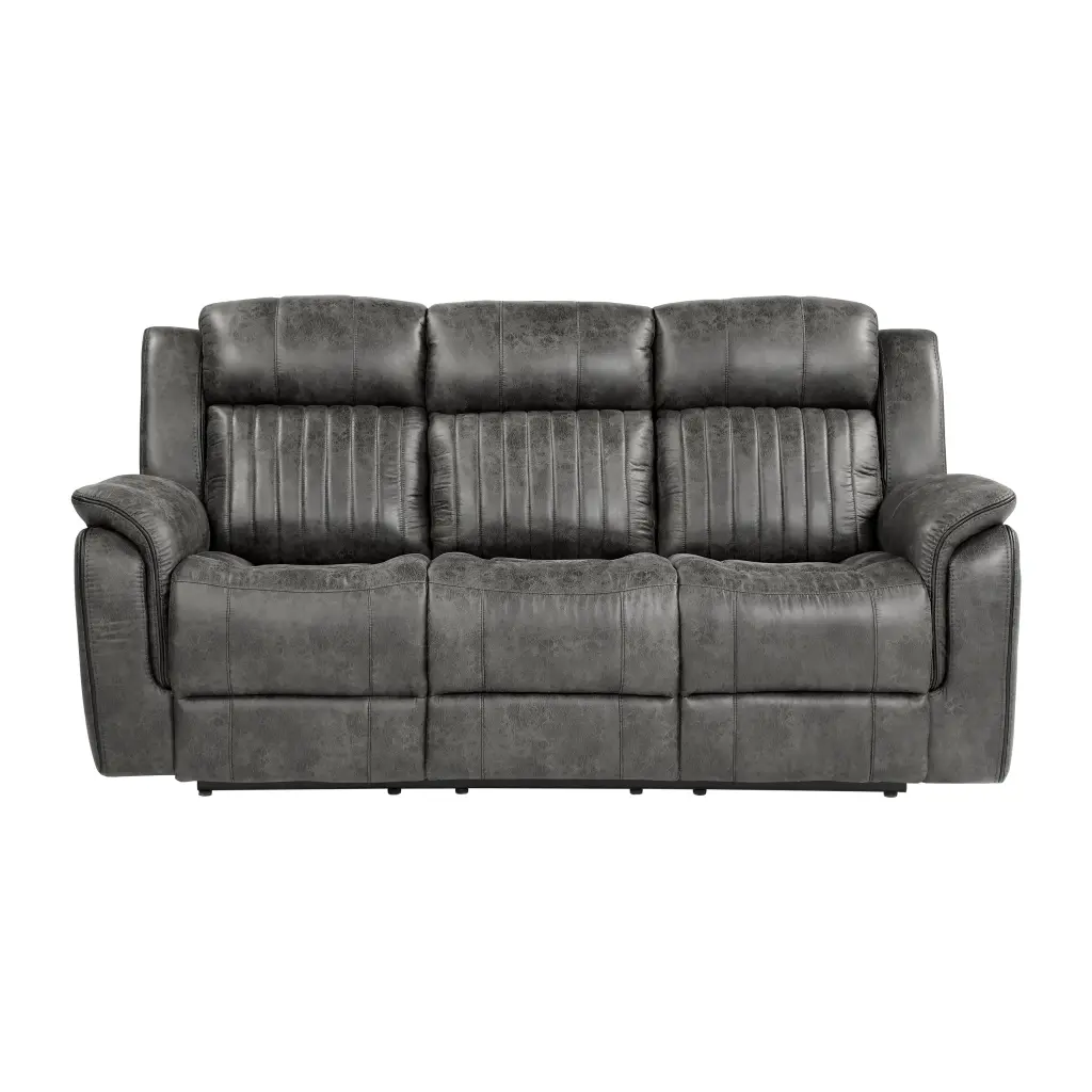 Classic Brownish Gray 1 Piece Double Reclining Sofa Plush Comfort Pillows kanepe